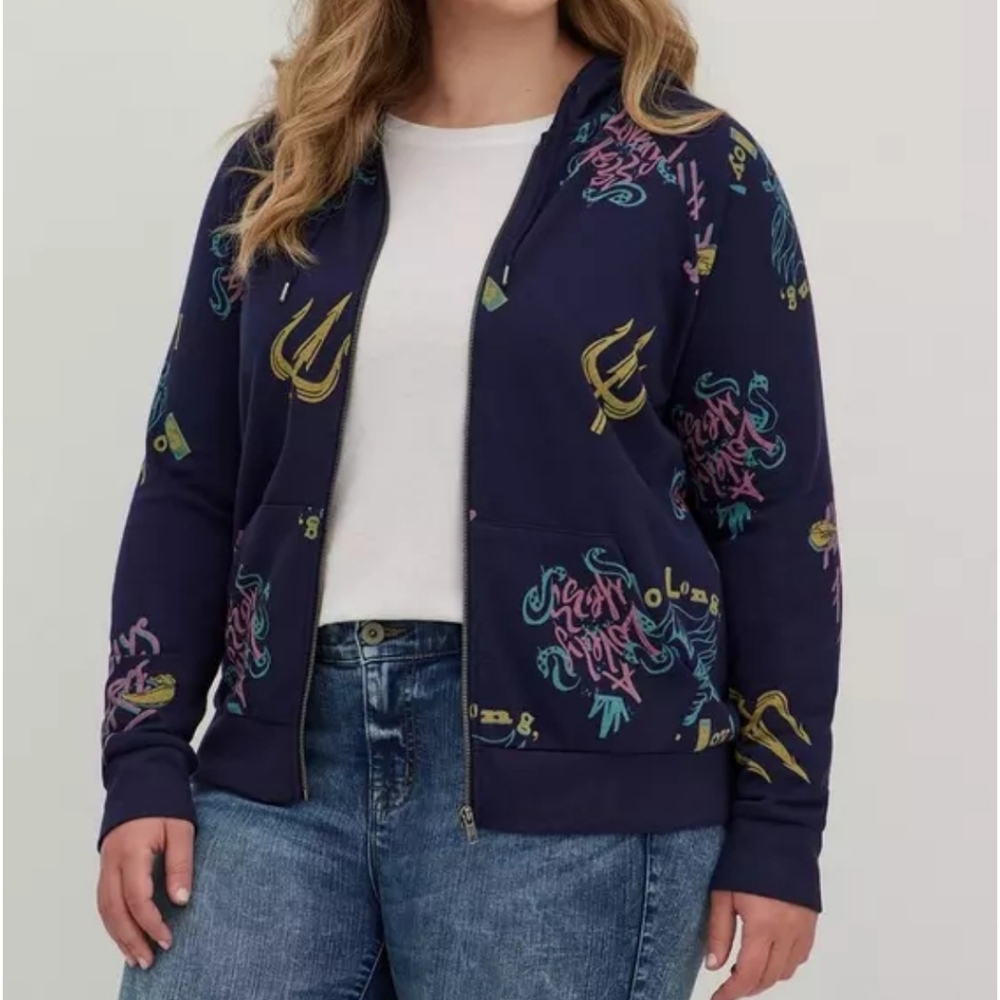 Torrid Disney Ursula Villain Antivday Zip up Hoodie Jacket Blue 1X